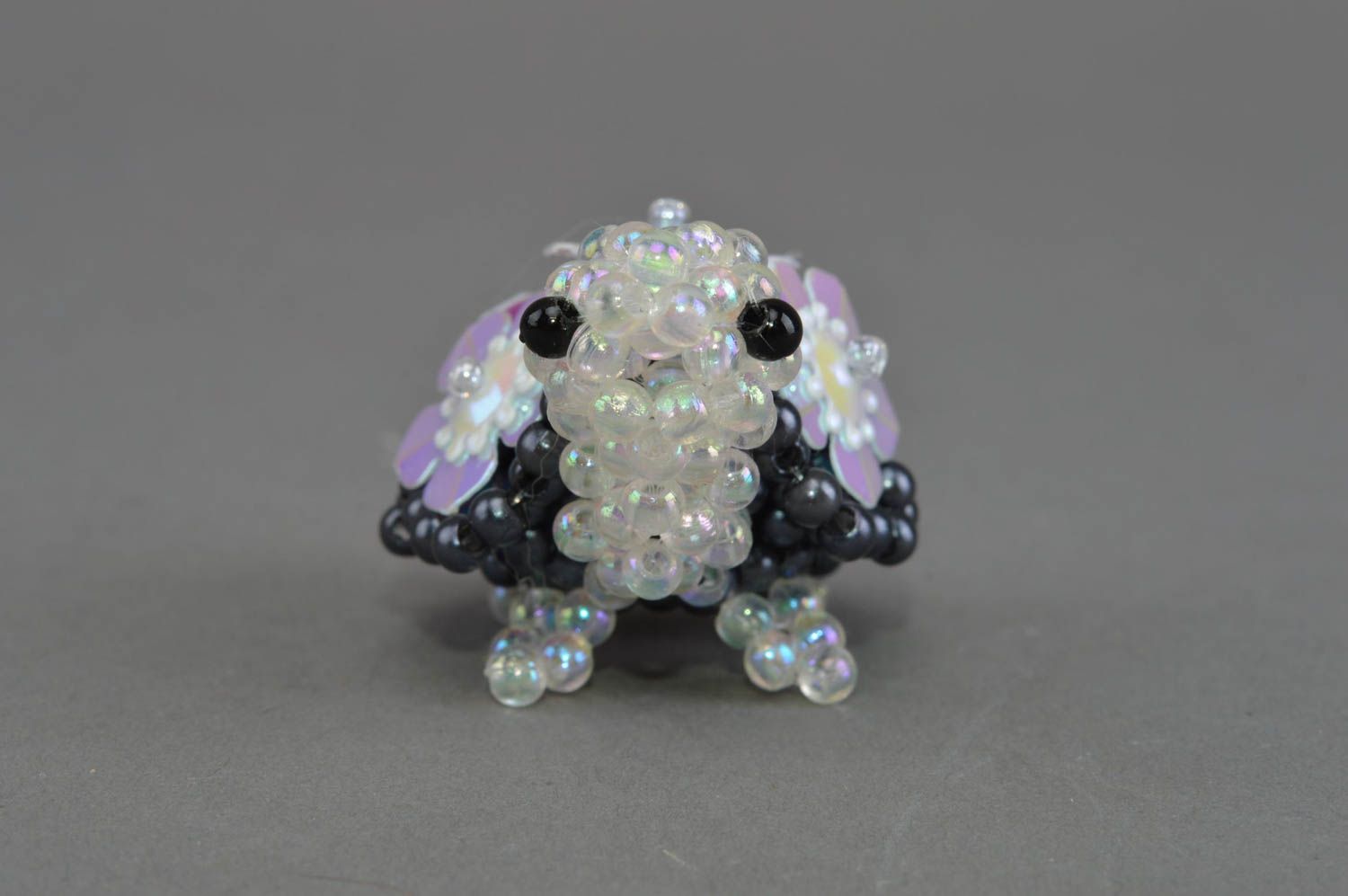Unusual handmade designer beaded statuette of turtle for gift and home decor photo 4