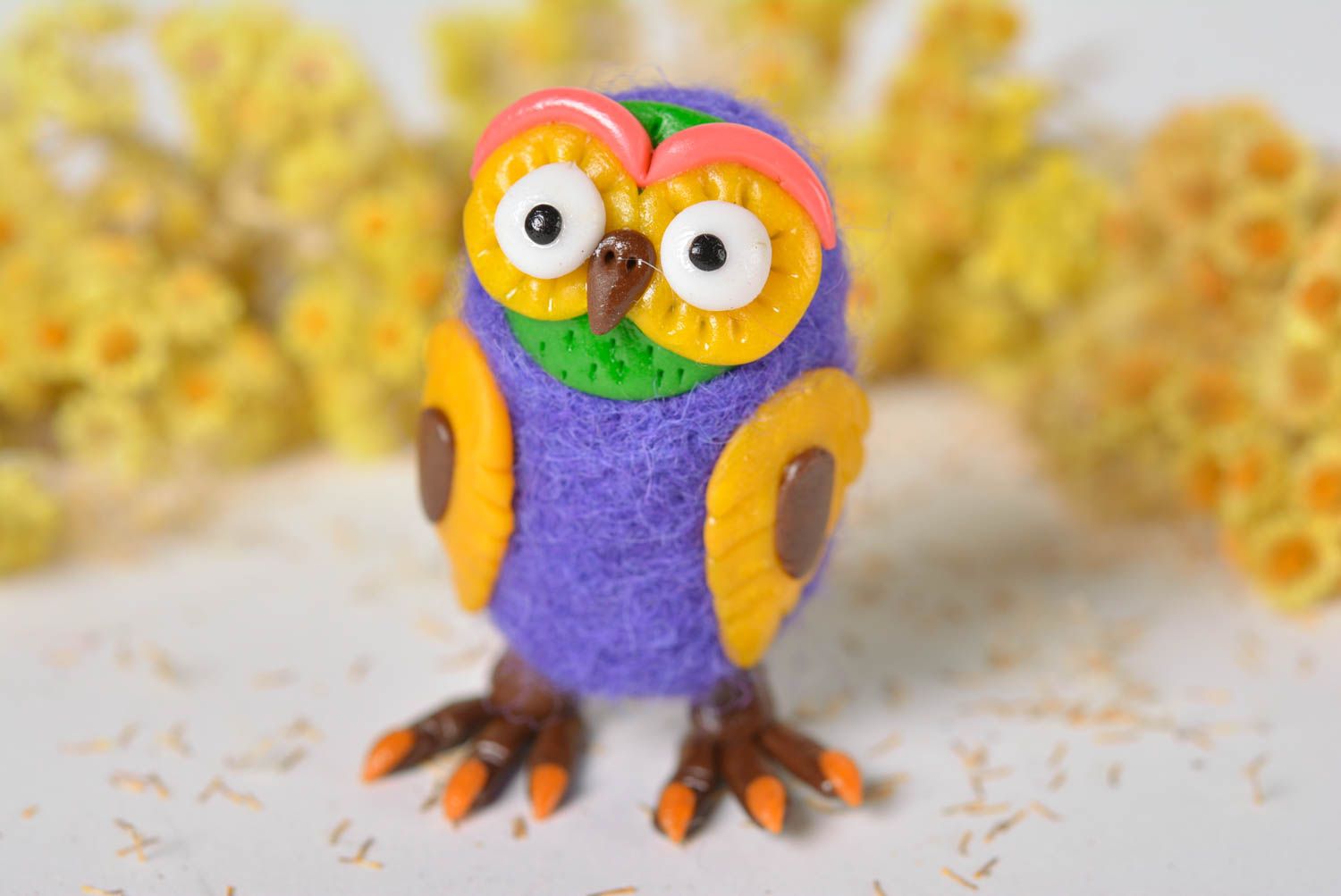 Beautiful interior toy handmade stylish toy soft toy for kids owl figurine photo 3