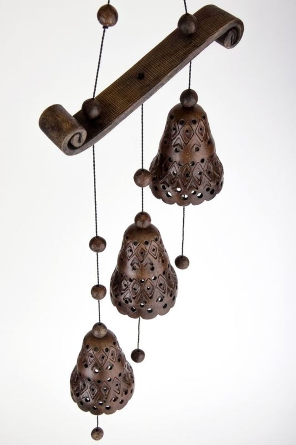 Suspension décorative Clochettes céramiques enfumées  photo 2