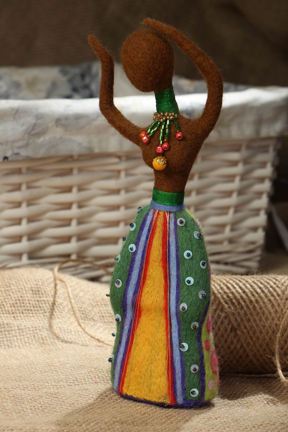 Handmade wool toy for home African Girl photo 5