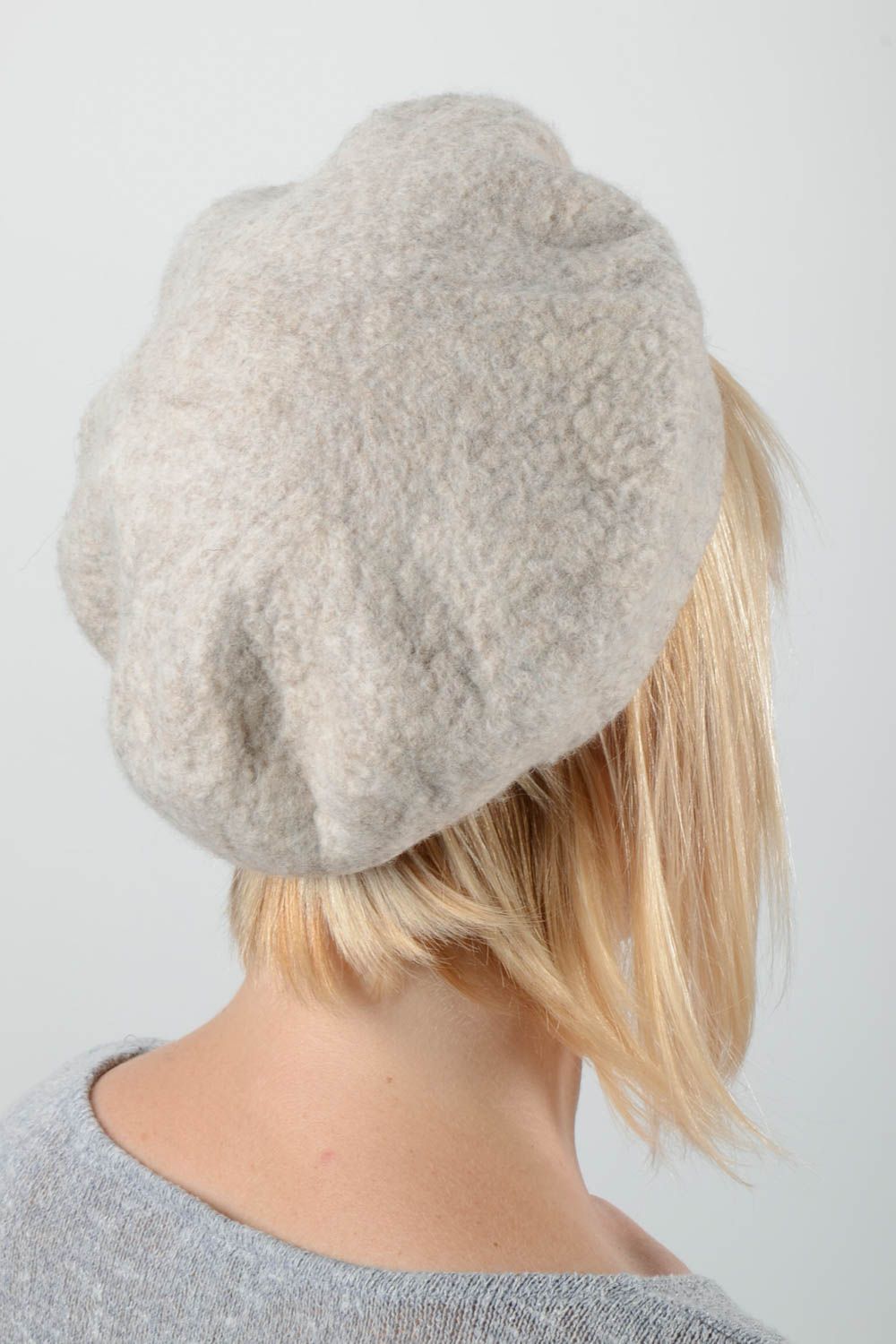 Handmade woolen beret stylish female headwear unusual cap for women cute hat photo 2