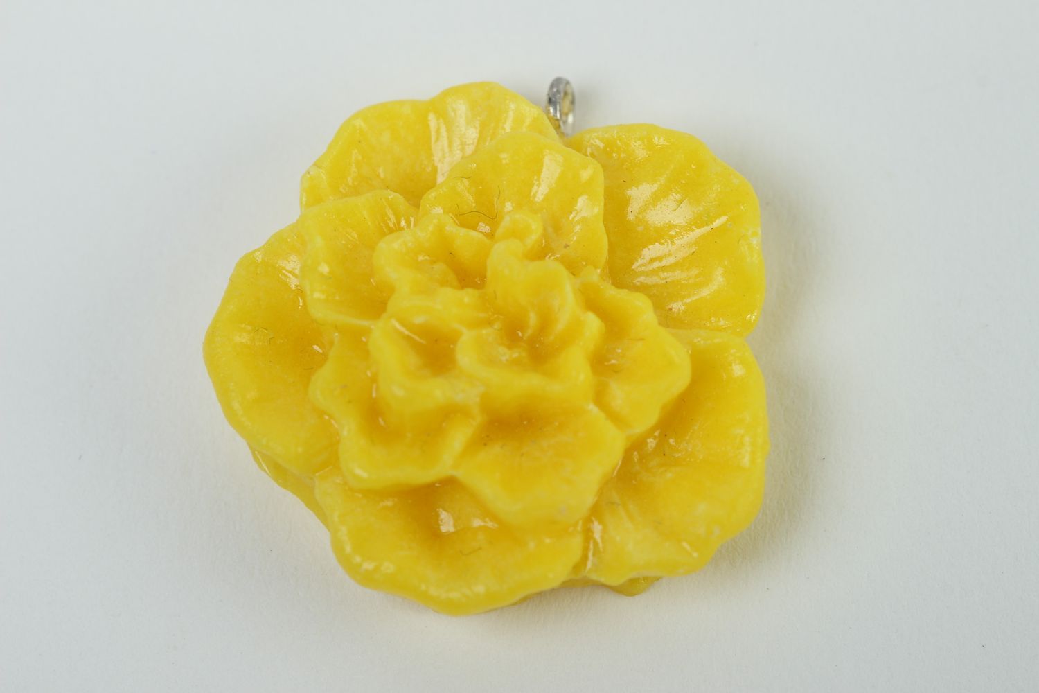 Fleur artificielle faite main Fourniture bijoux jaune originale Création bijoux photo 2