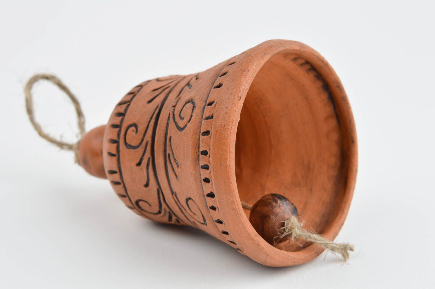 Колокольчик из глины хэнд мэйд глиняный сувенир подарок колокольчик сувенирный фото 2