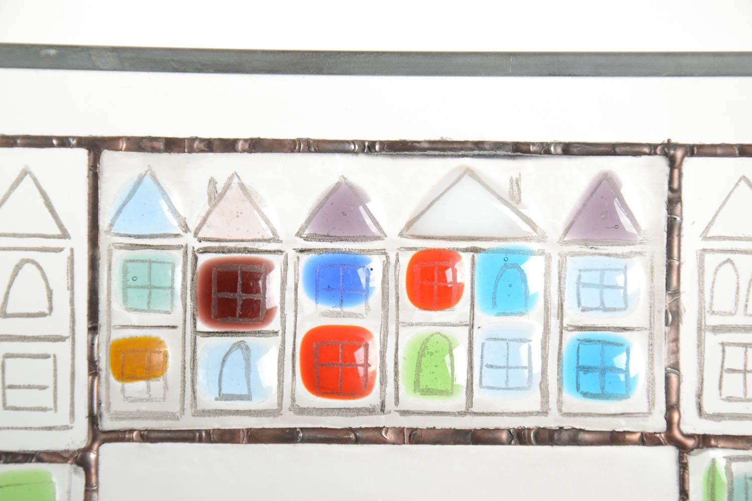 Tableau en verre fait main Décoration murale maisons multicolores Déco maison photo 5