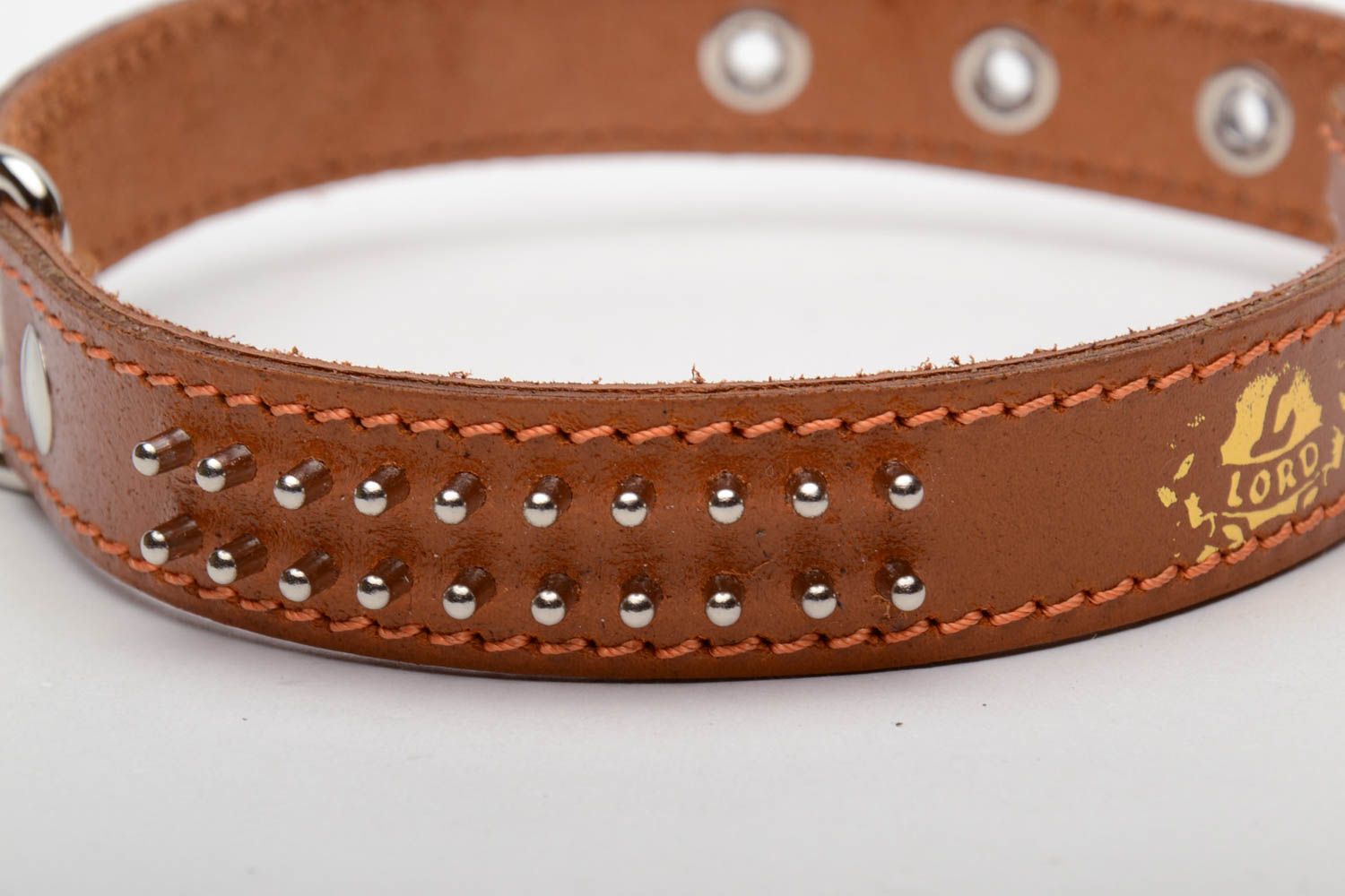Leather dog collar of brown color photo 3