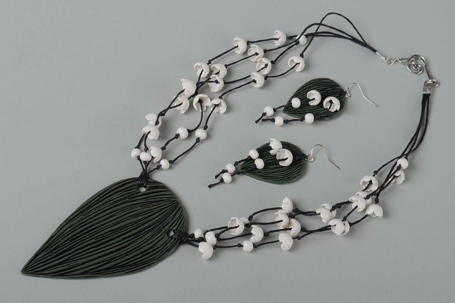 Handmade earrings designer flower necklace handmade jewelry set gifts for girls photo 2