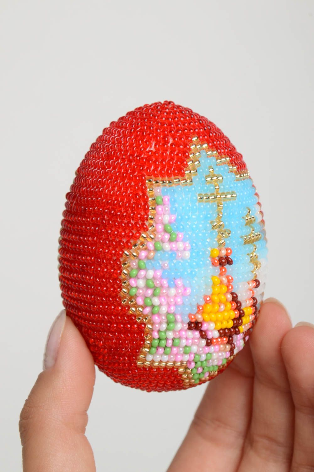 Huevo artesanal original y pintado elemento decorativo regalo para Pascua foto 5