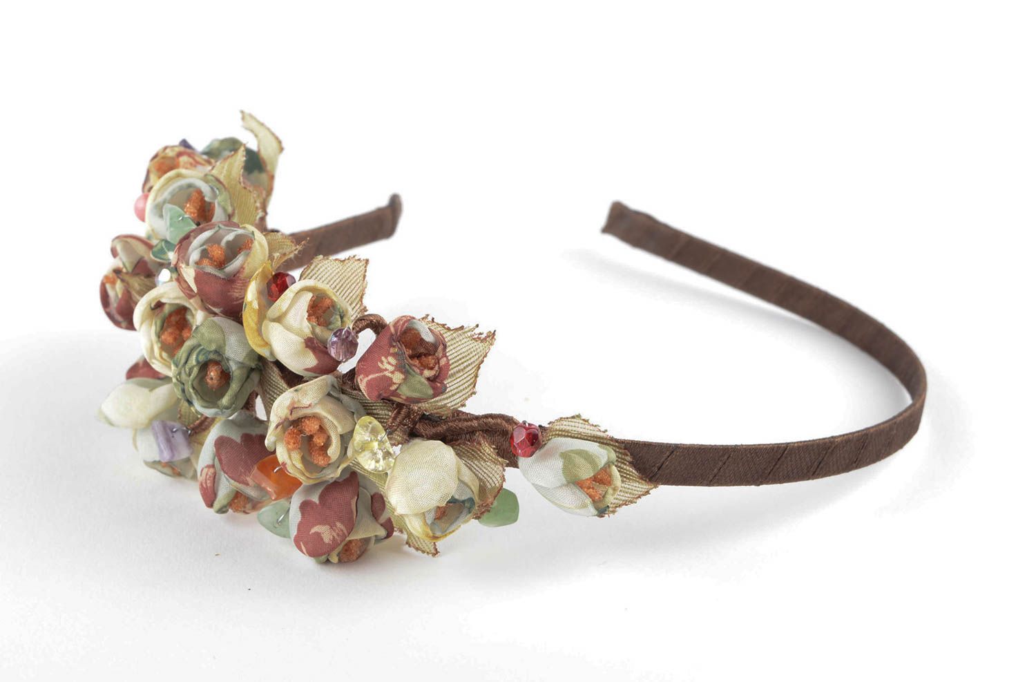 Handmade hair accessories handmade hair band fabric headband with flowers photo 3