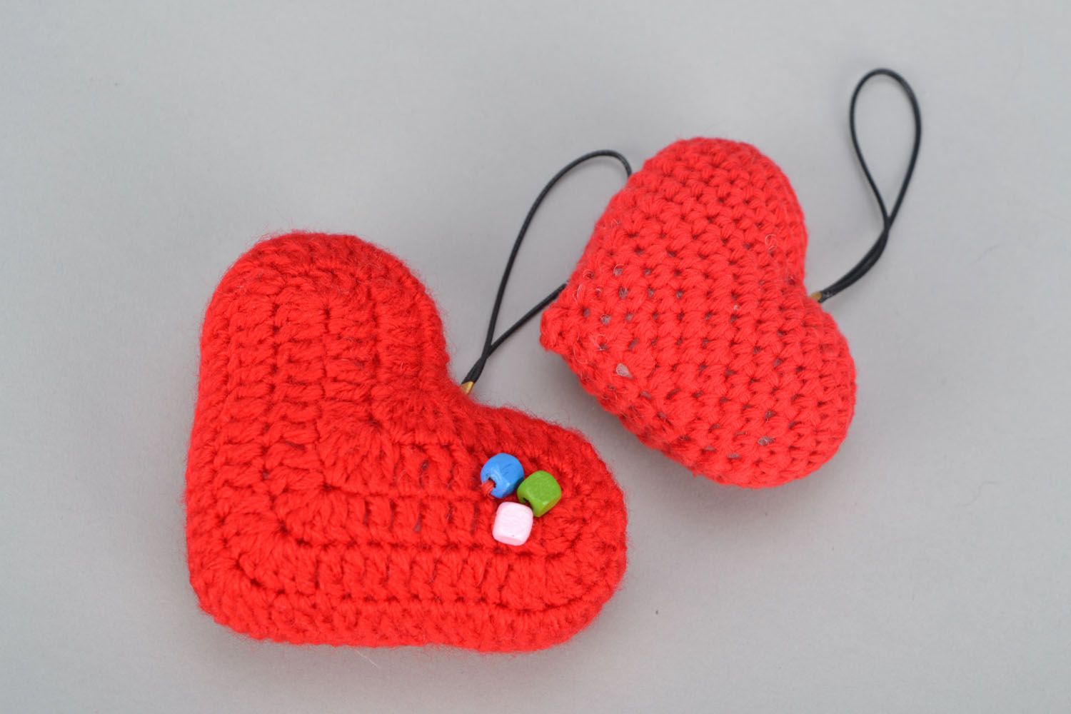 Breloque tricotée pour clé originale Coeur photo 1