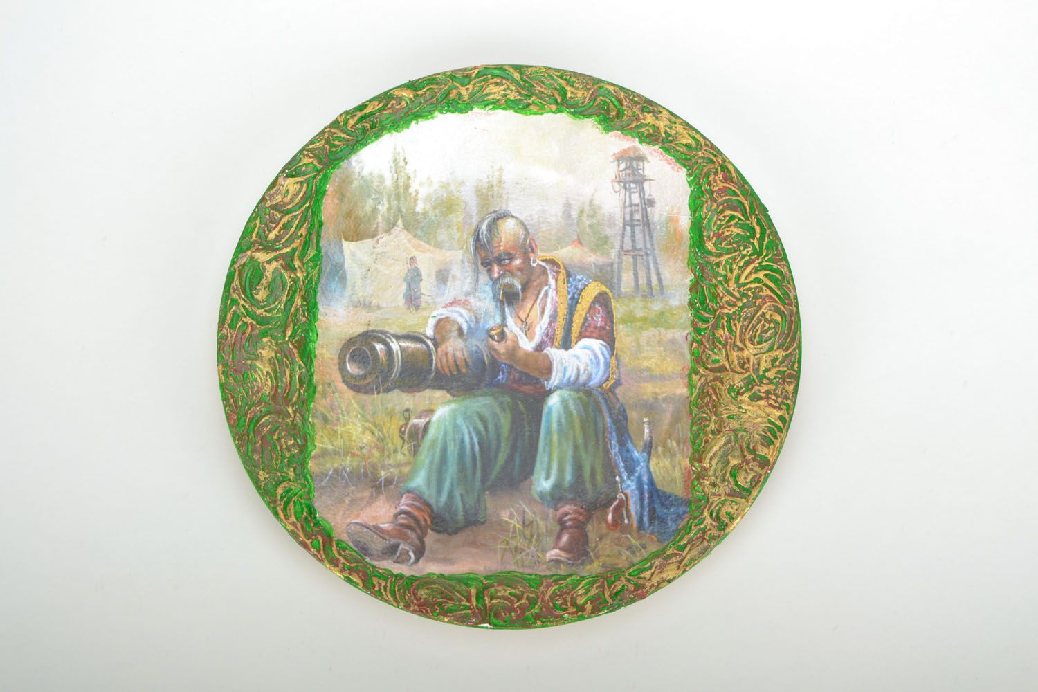 Assiette murale décorative faite main Cosaque vieux photo 5
