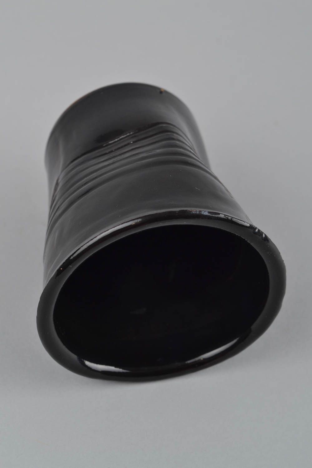 Фарфоровый пластиковый стаканчик ручной работы оригинальный черный 200 мл фото 4