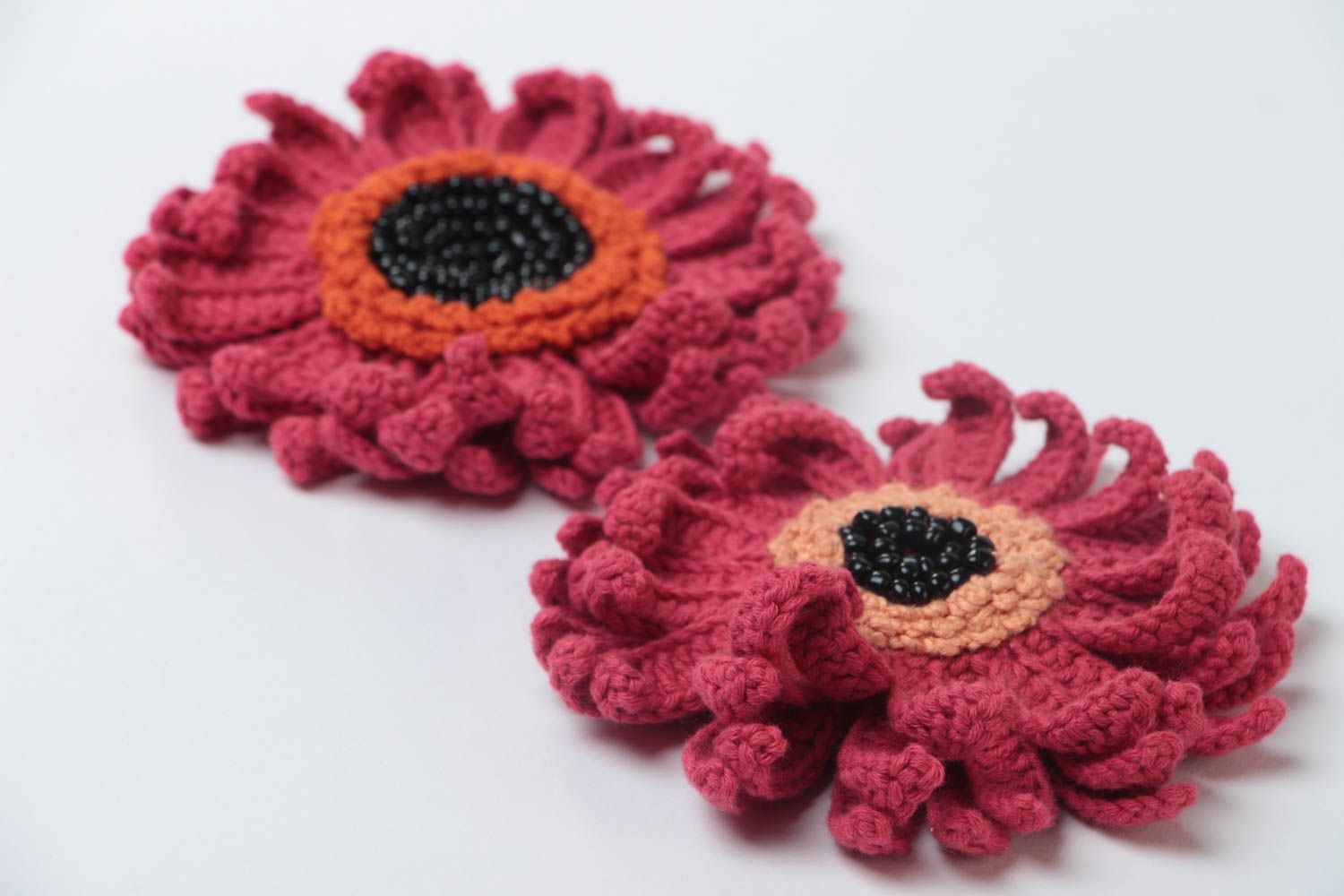 Handmade Blume Broschen Accessoire für Frauen Designer Schmuck grell Set 2 Stück foto 3