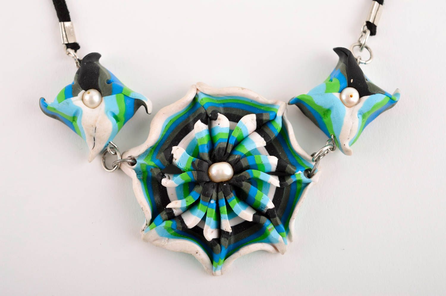 Украшение ручной работы цветок ожерелье из полимерной глины модная бижутерия фото 3