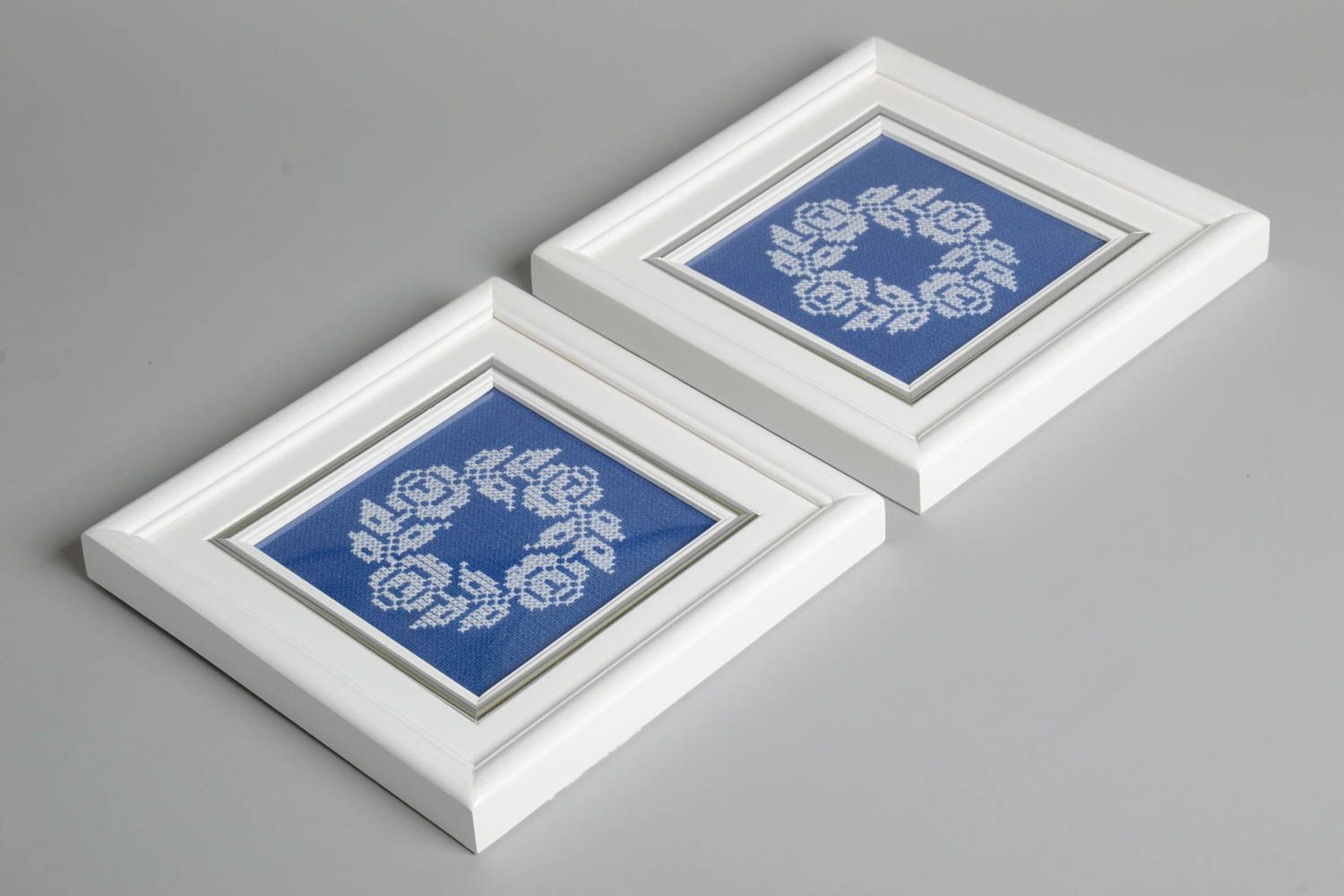 Tableaux décoratifs fait main Déco murale 2 pièces bleues Cadeau original photo 2