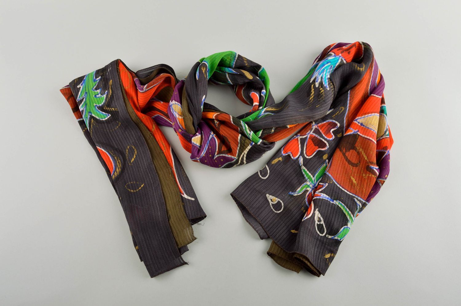 Шарф на шею шарф ручной работы шелковый шарф оригинальный женский шарф фото 2