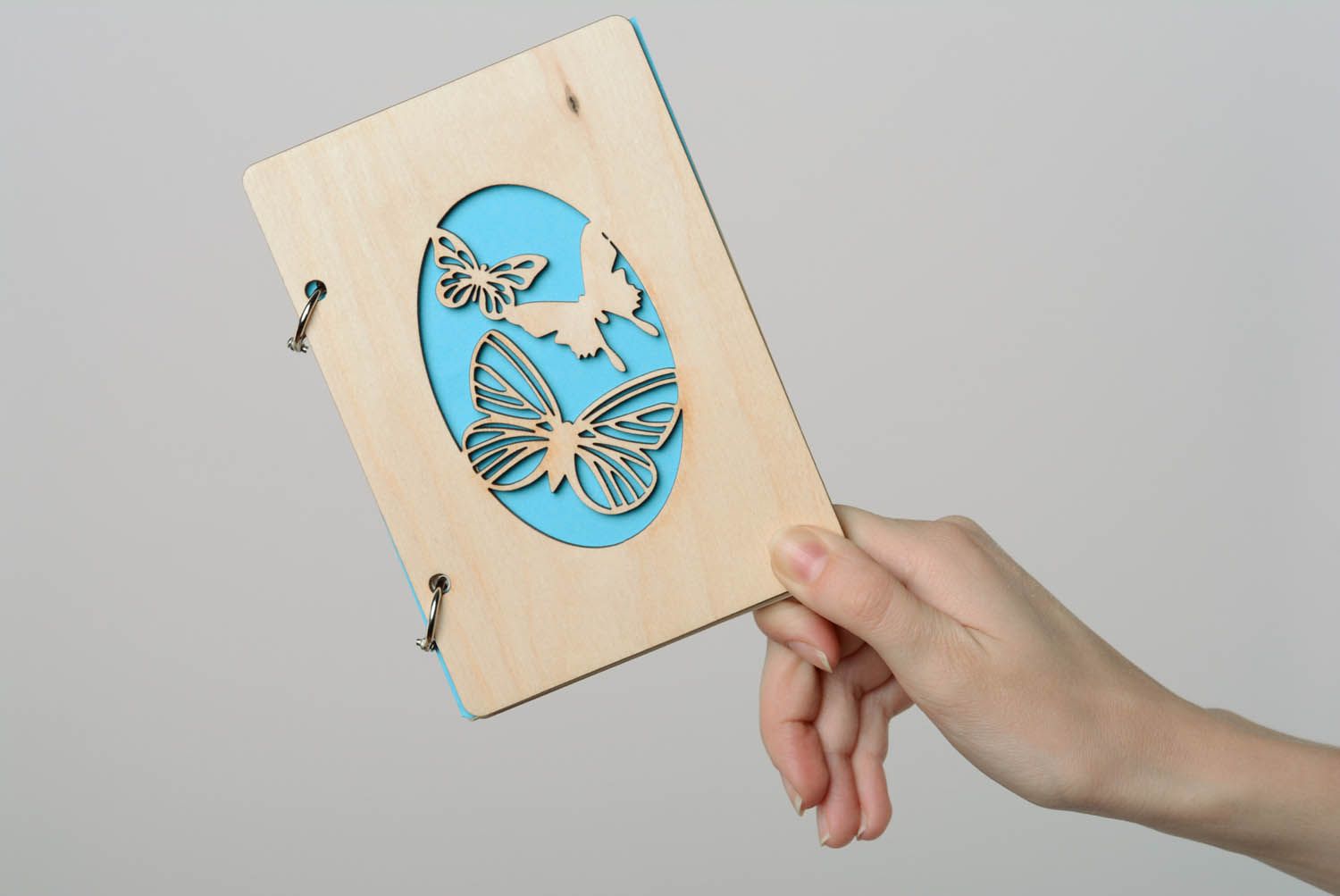 Блокнот в деревянной обложке Бабочки фото 1