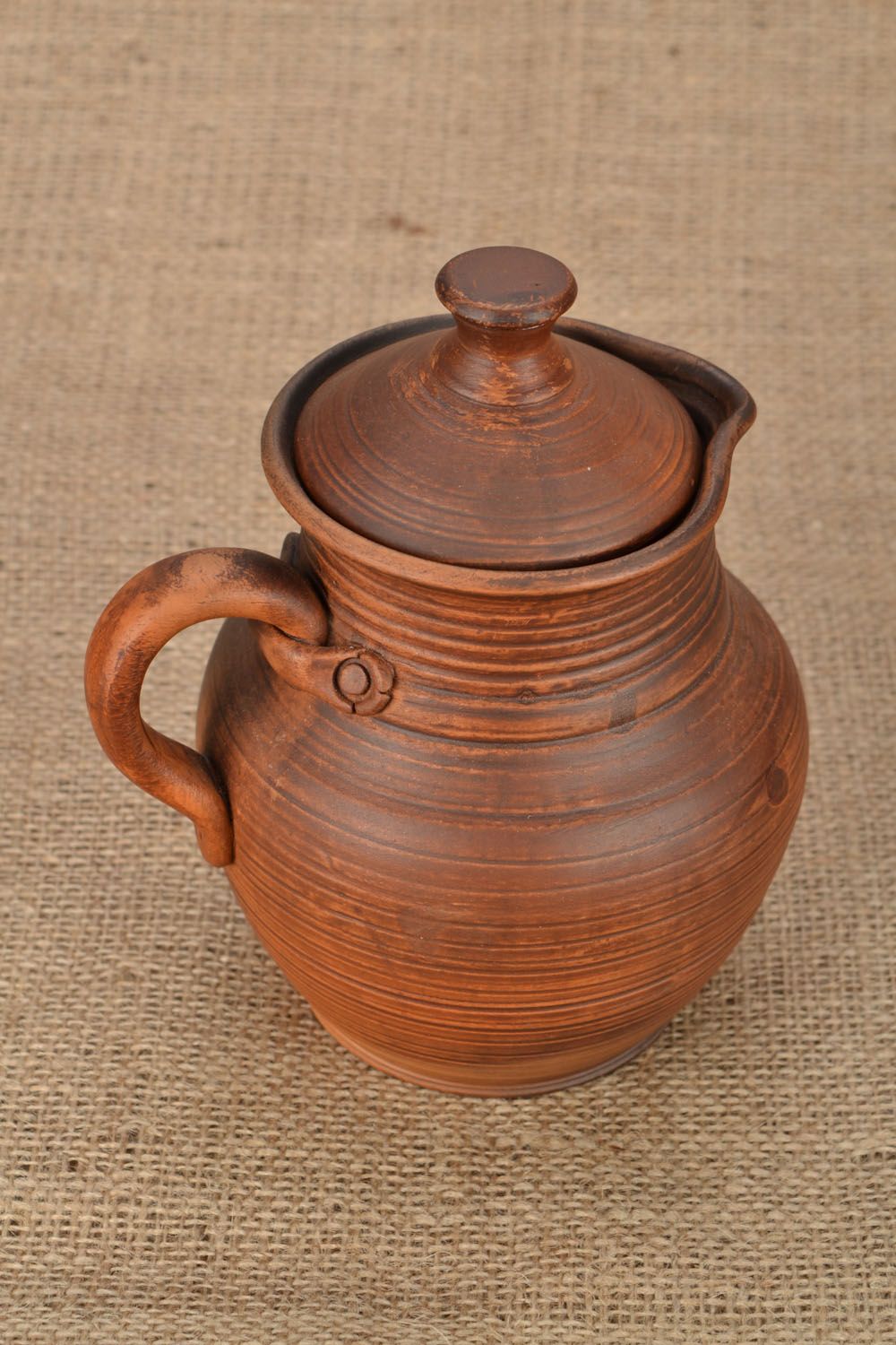 45 oz ceramic milk pitcher with handle and lid in brown color 1,19 lb photo 1