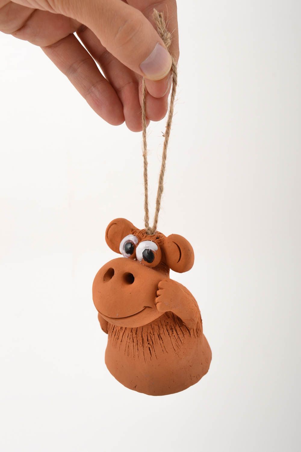 Campanello d'autore in ceramica fatto a mano a forma di scimmia divertente
 foto 5