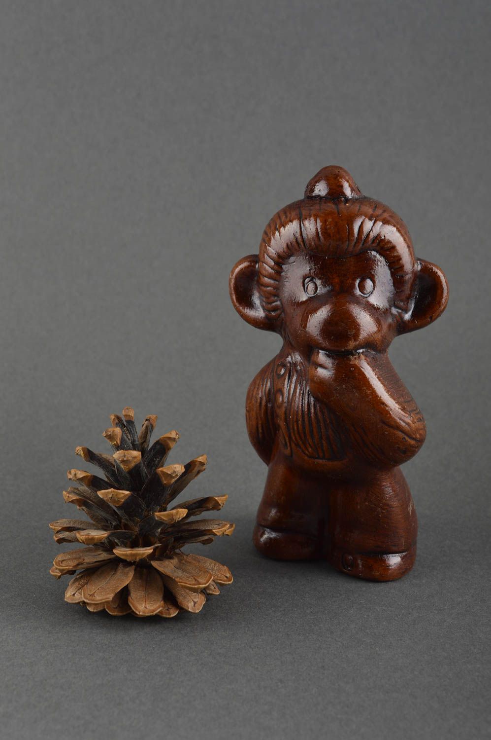 Handmade ceramic statuette unusual interior decor clay monkey figurine photo 1