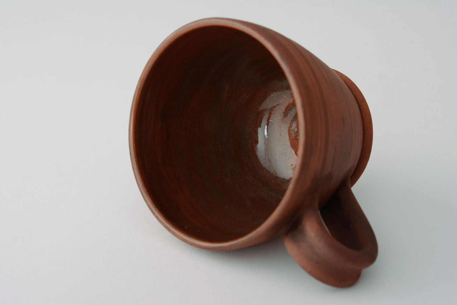 Red clay handmade 5 oz coffee or tea cp with handle and no pattern photo 2