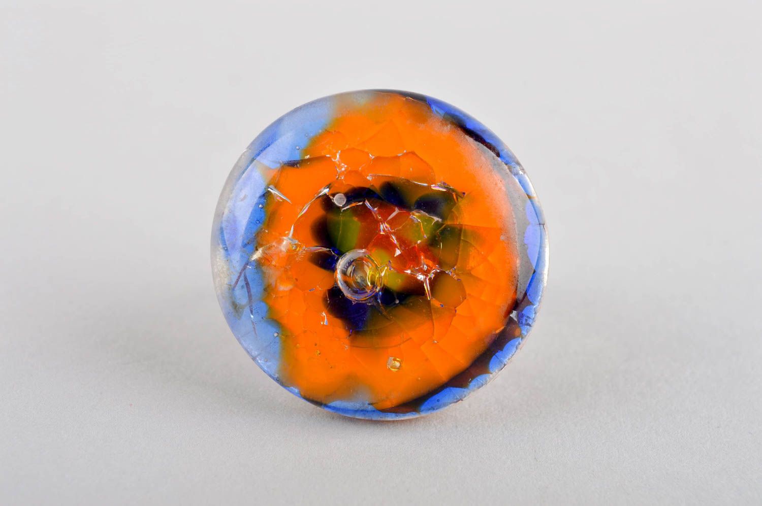 Кольцо ручной работы кольцо из стекла круглое цветное бижутерия из стекла фото 2