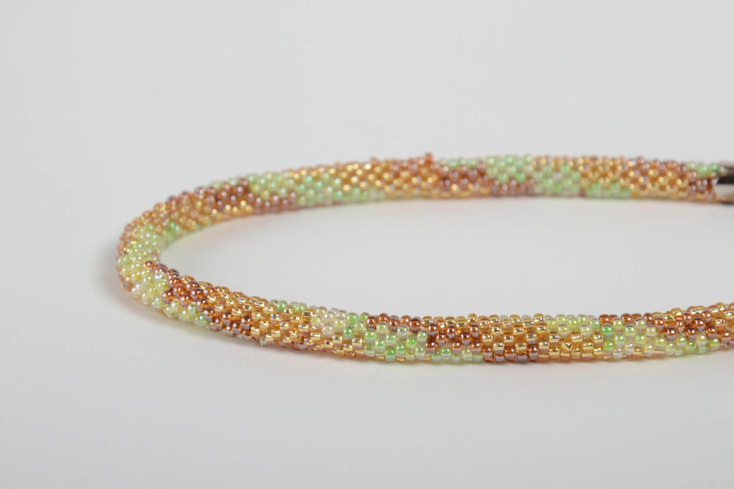Collier spirale Bijou fait main en perles de rocaille vert brun Cadeau femme photo 5