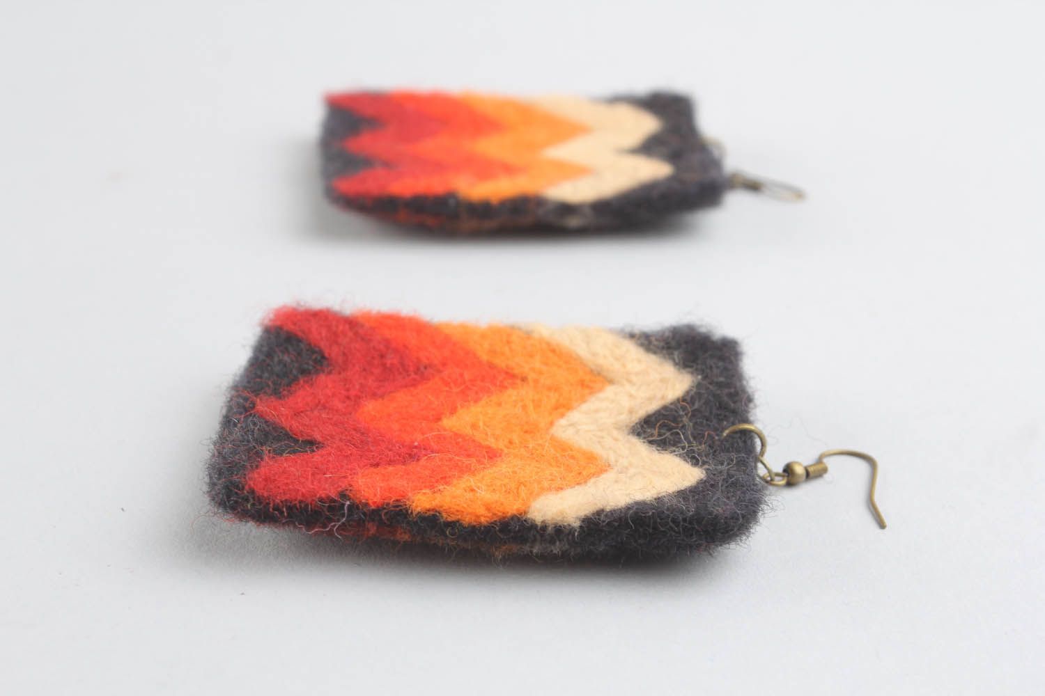 Woolen earrings made using the technique of needle felting photo 4
