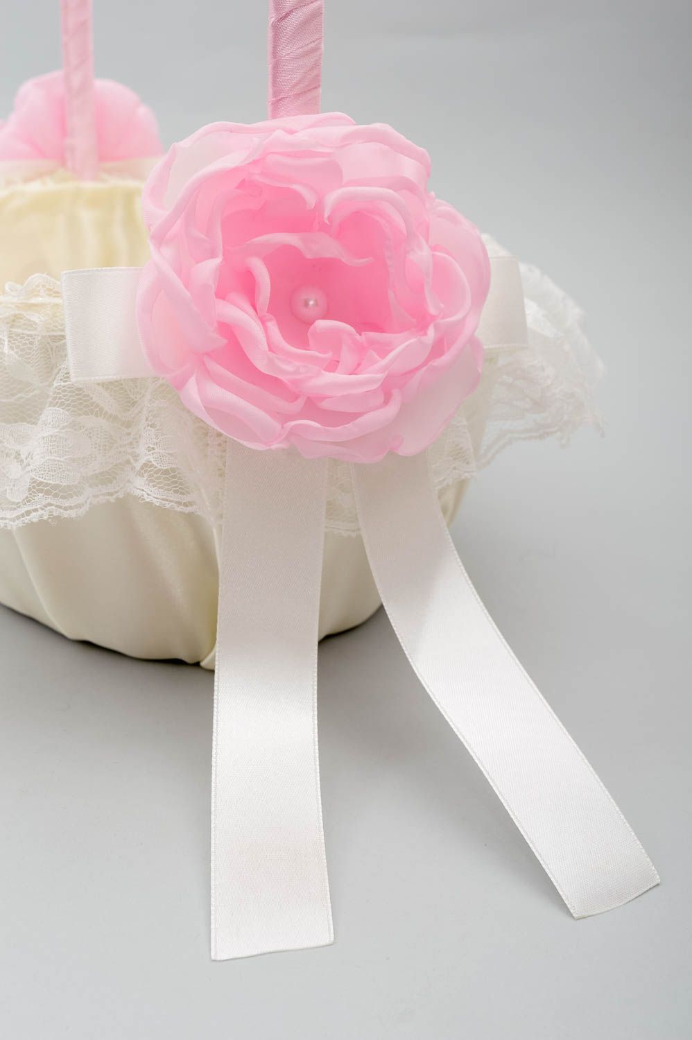 Cestas para flores rosada artesanal regalo para amigos accesorio de boda foto 3