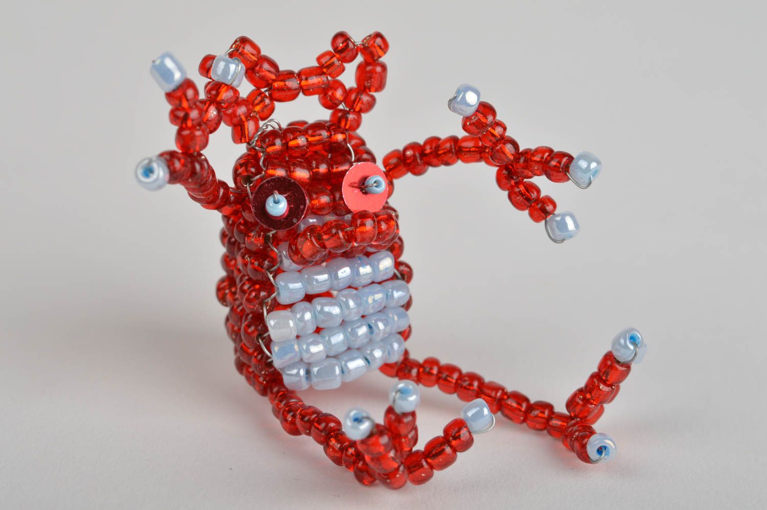 Пальчиковая игрушка лягушка красная забавная из китайского бисера ручной работы фото 2