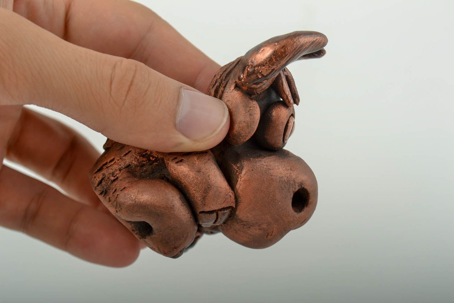 Keramik Figur handgeschaffen Dekoidee Wohnzimmer charmant Tier aus Ton schön foto 3