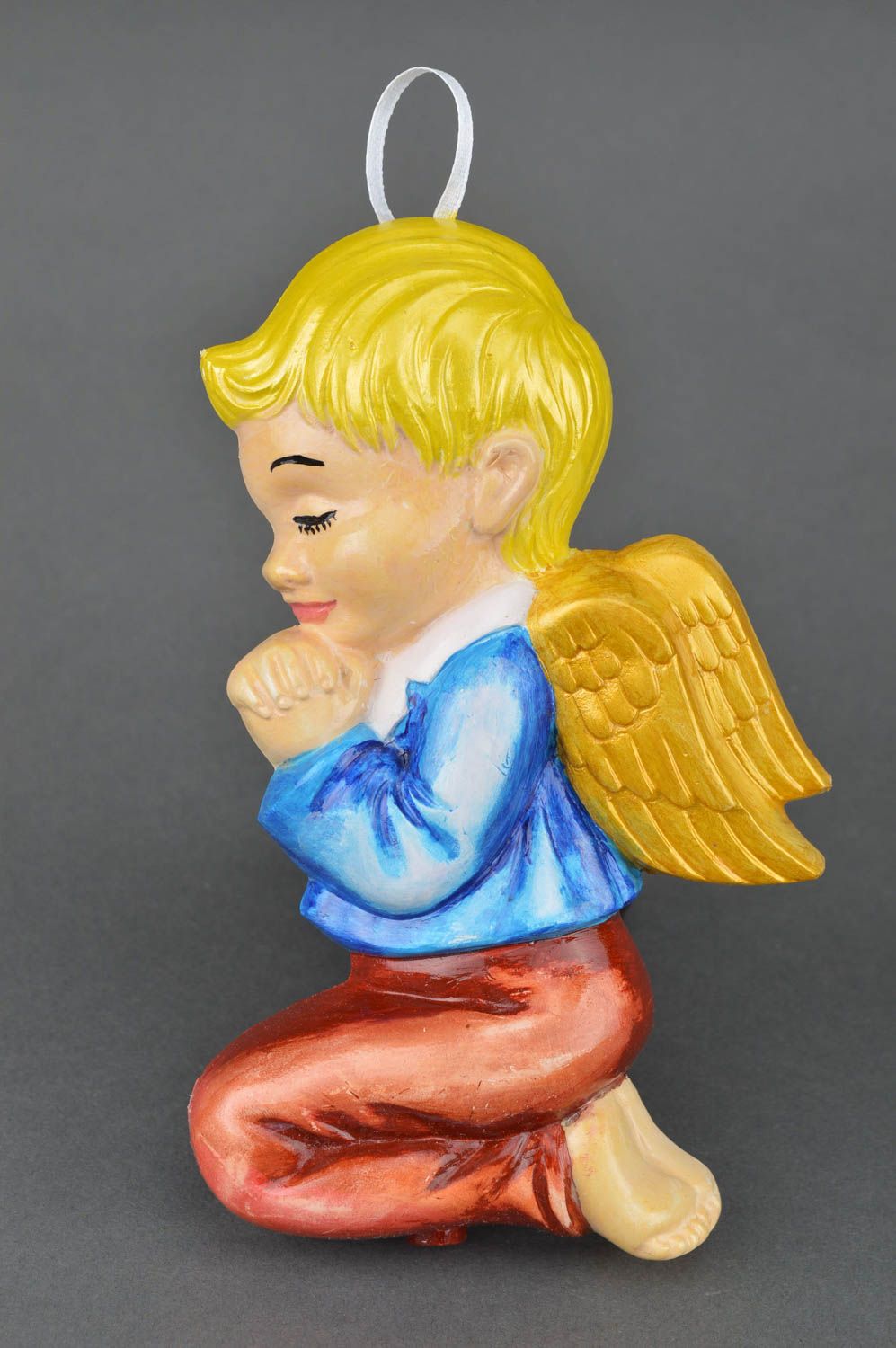 Фигурка из гипса ручной работы гипсовая фигурка декор для дома мальчик ангел фото 2