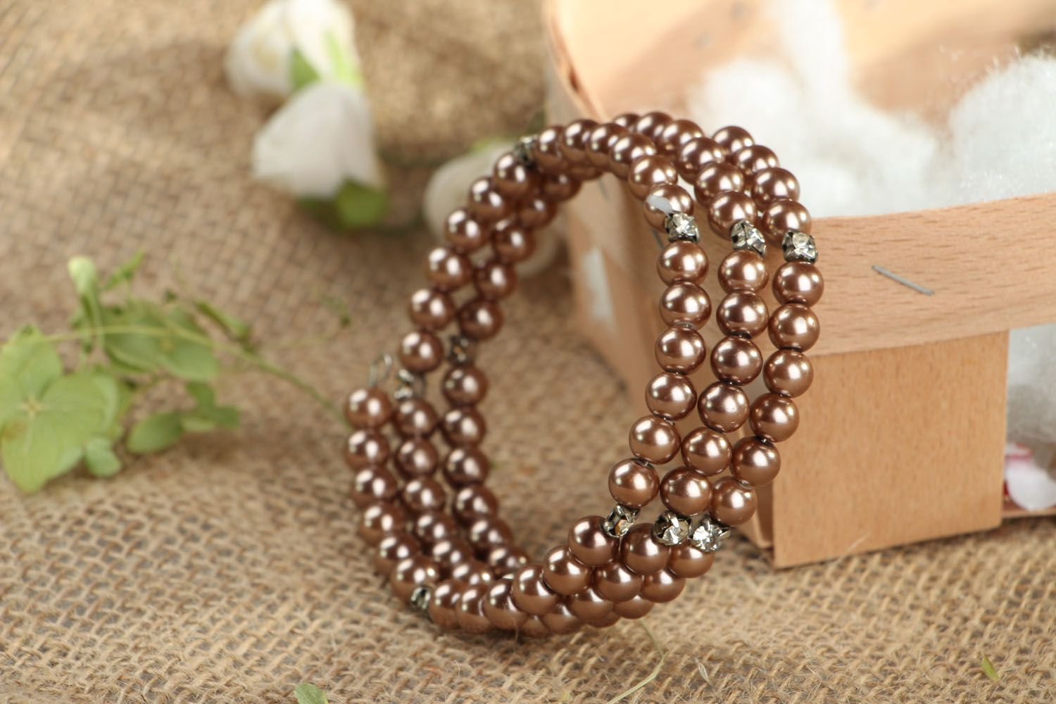 Bracelet en fausses perles fait main Spirale photo 4