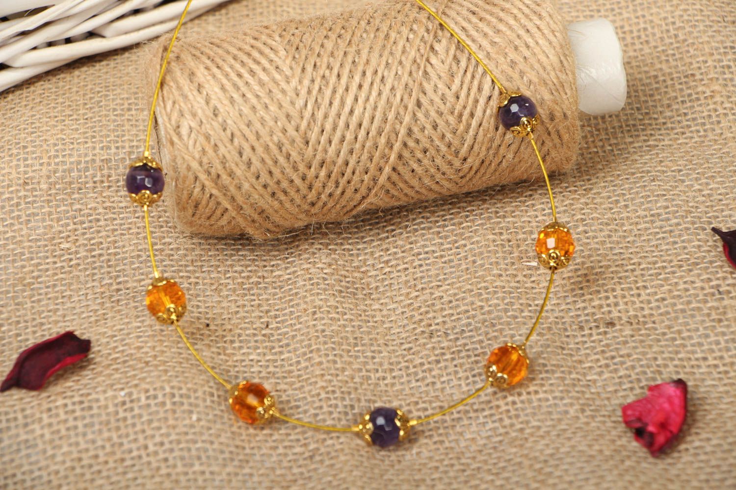 Necklace with transparent plastic beads photo 4