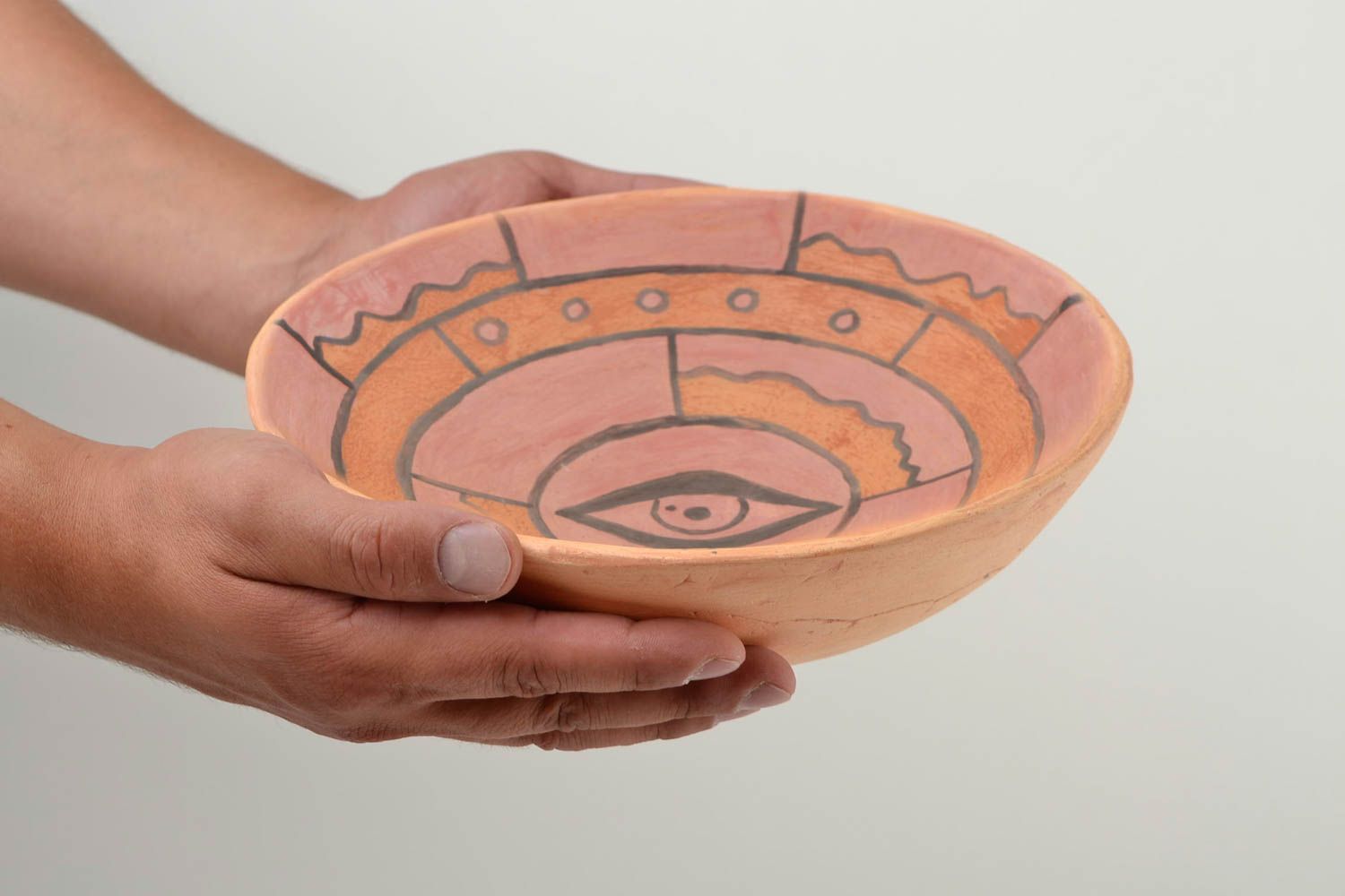 Керамическая тарелка ручной работы глиняная посуда расписная тарелка Око фото 2