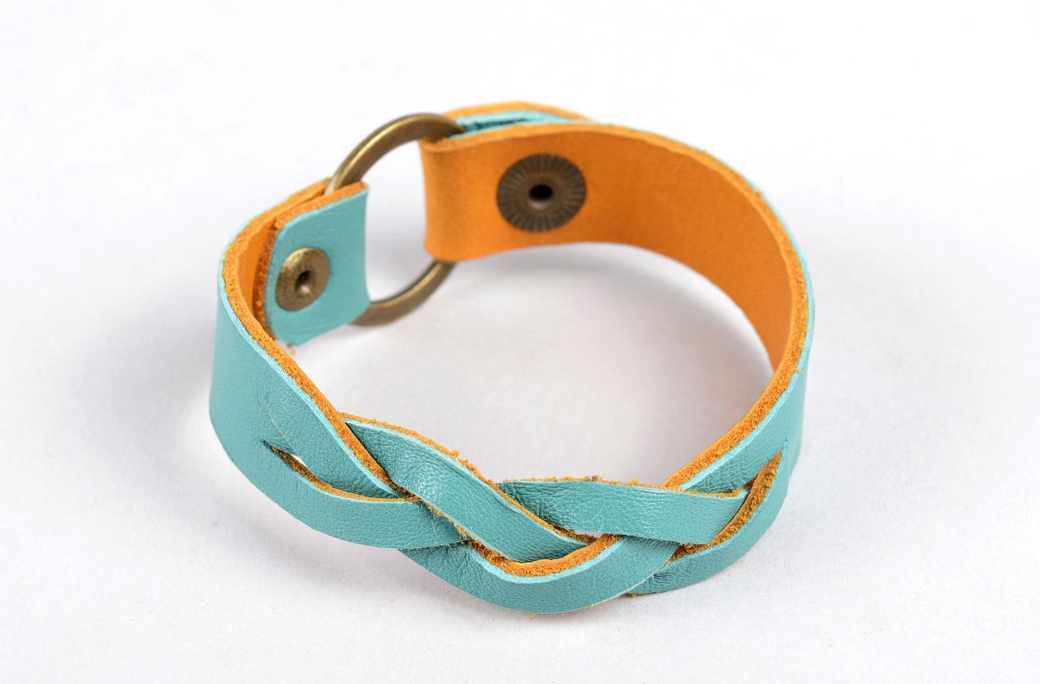 Handmade leather bracelet blue wrist jewelry stylish cute bracelet gift photo 2