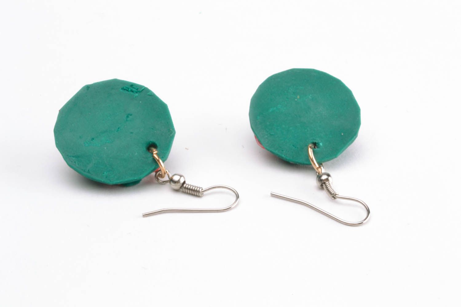 Green polymer clay earrings photo 4