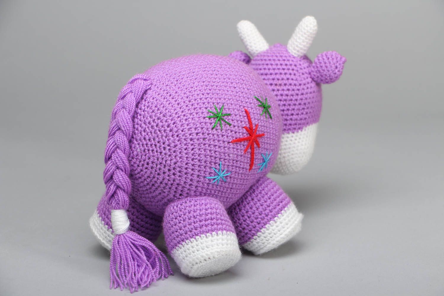 Crochet toy in the shape of purple cow photo 3