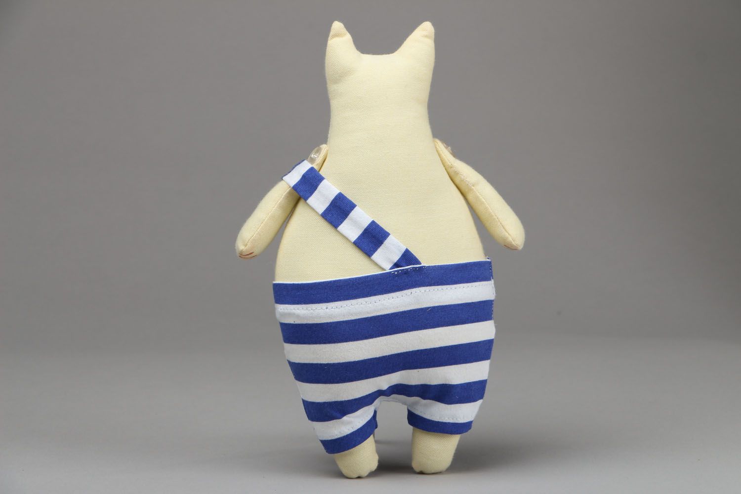 Handmade soft toy Cat in Striped Jumpsuit photo 3
