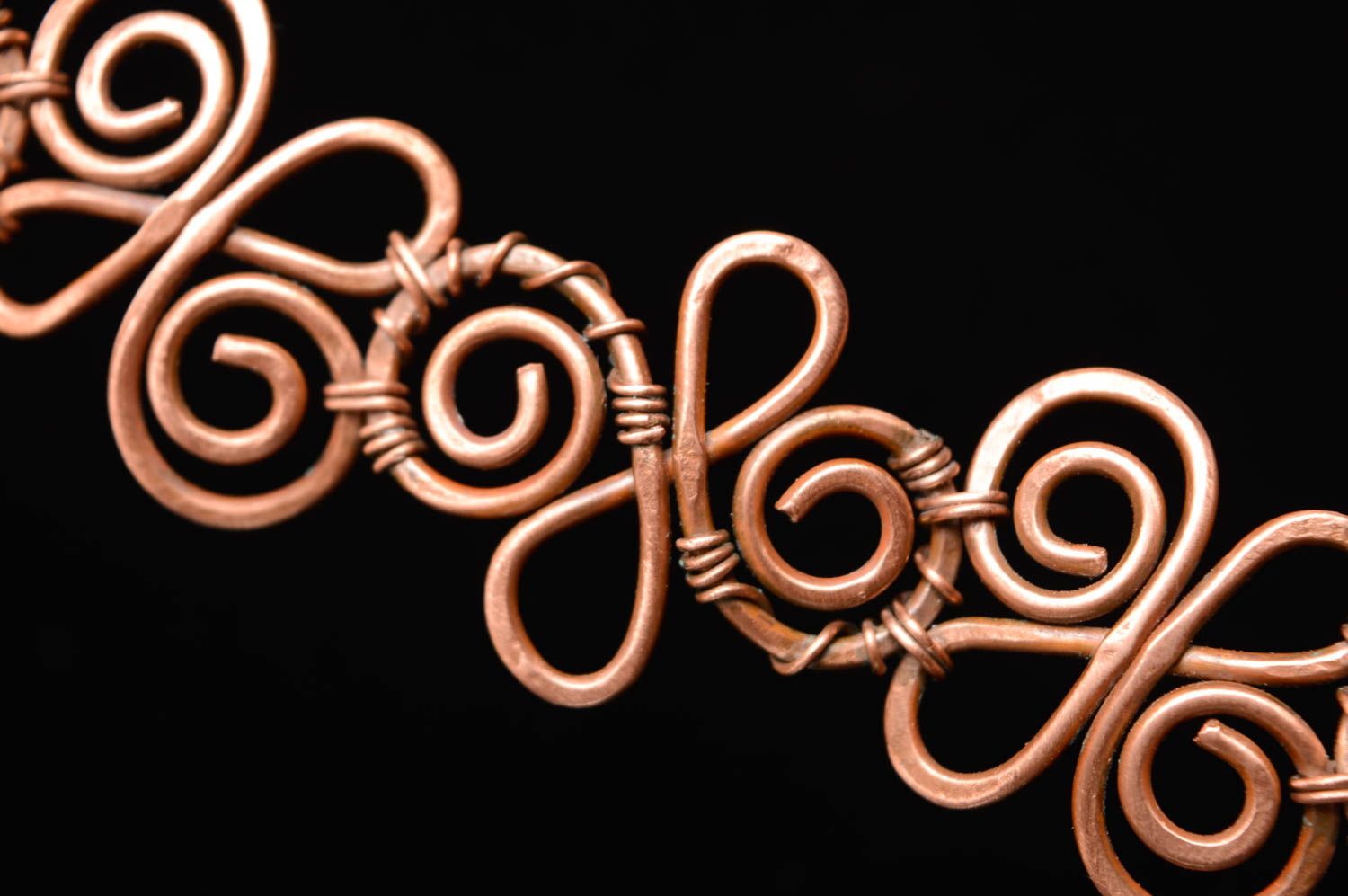 Wire wrap copper bracelet Geranium photo 4