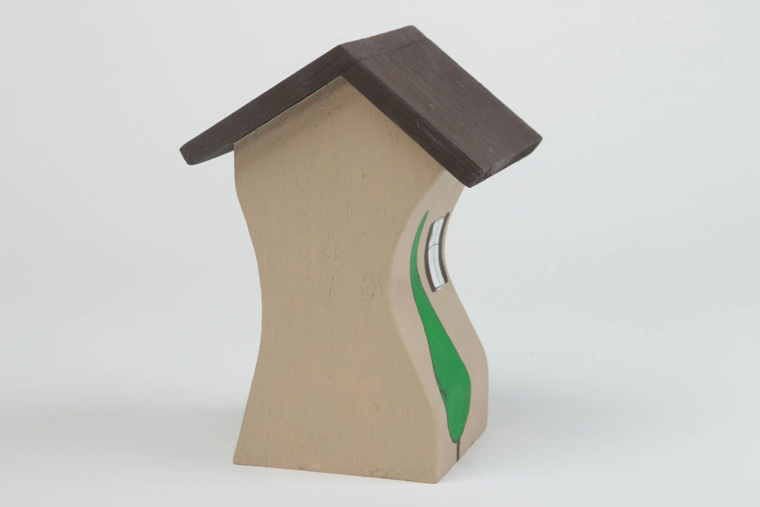 Statuette maison faite main Figurine en bois peinte à l'acrylique Déco maison photo 3
