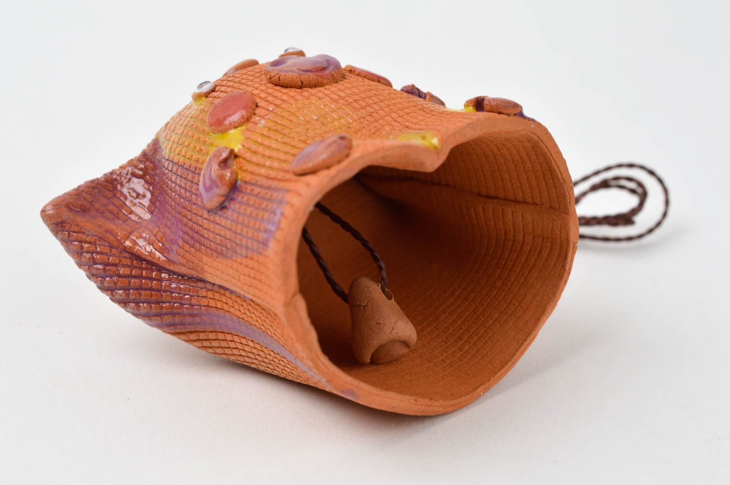 Cloche sonnette faite main Clochette à vent cochon céramique Décoration maison photo 4