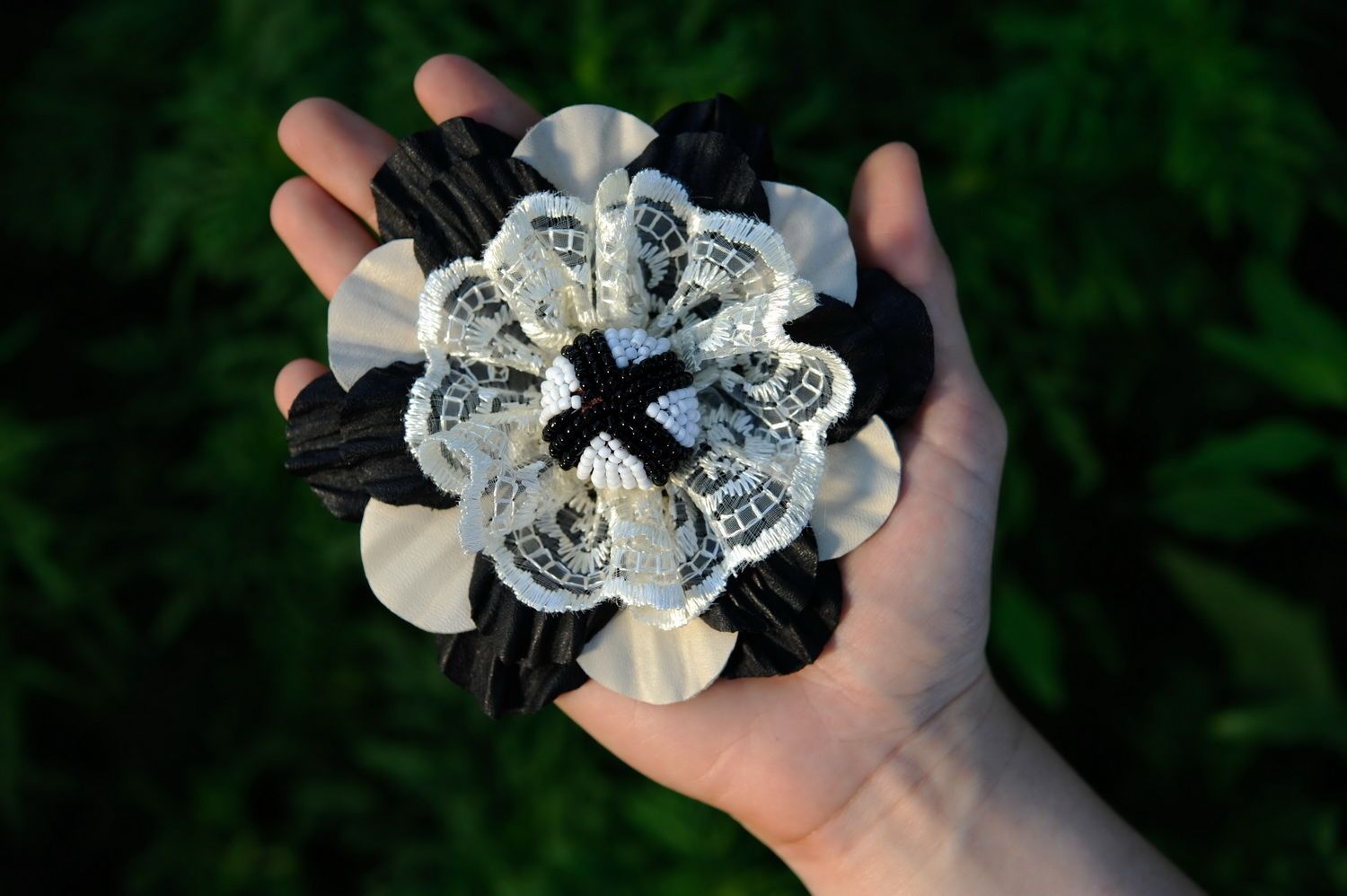 Volume leather brooch in the form of a flower photo 5