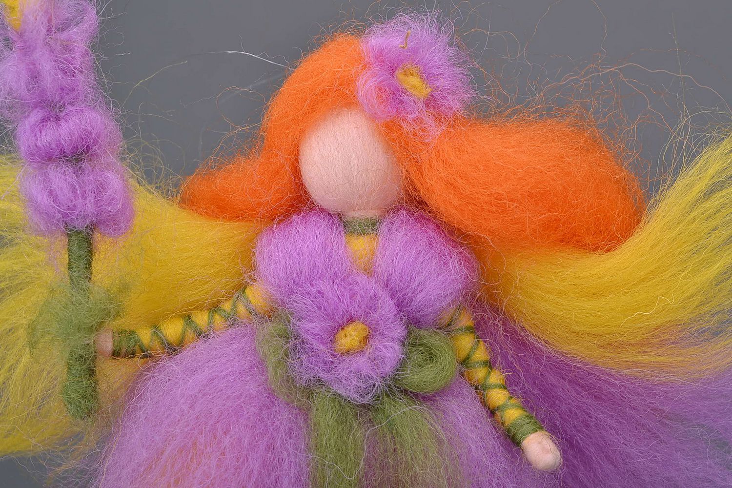 Bambola fata in lana fatta a mano pupazzo tessile originale bellissimo foto 2