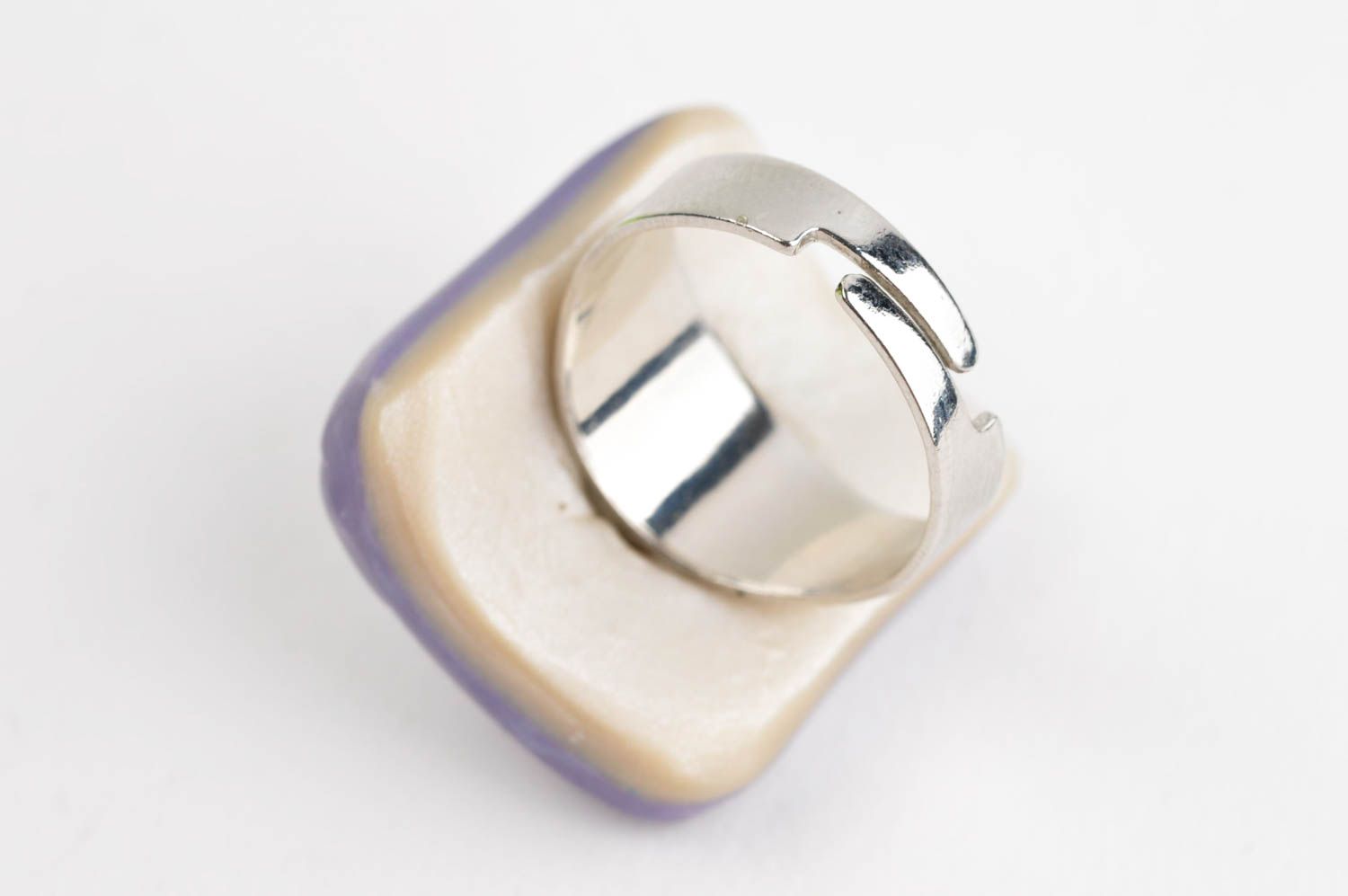 Кольцо ручной работы красивая бижутерия украшение кольцо зимний сад из пластики фото 4