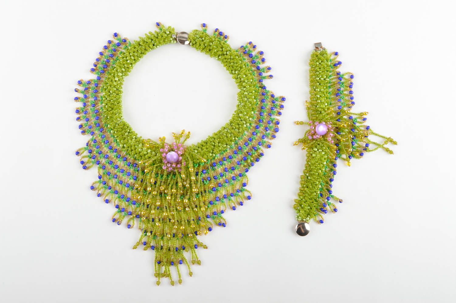 Handmade jewelry set of 2 items gift ideas unusual accessory beaded bracelet photo 3