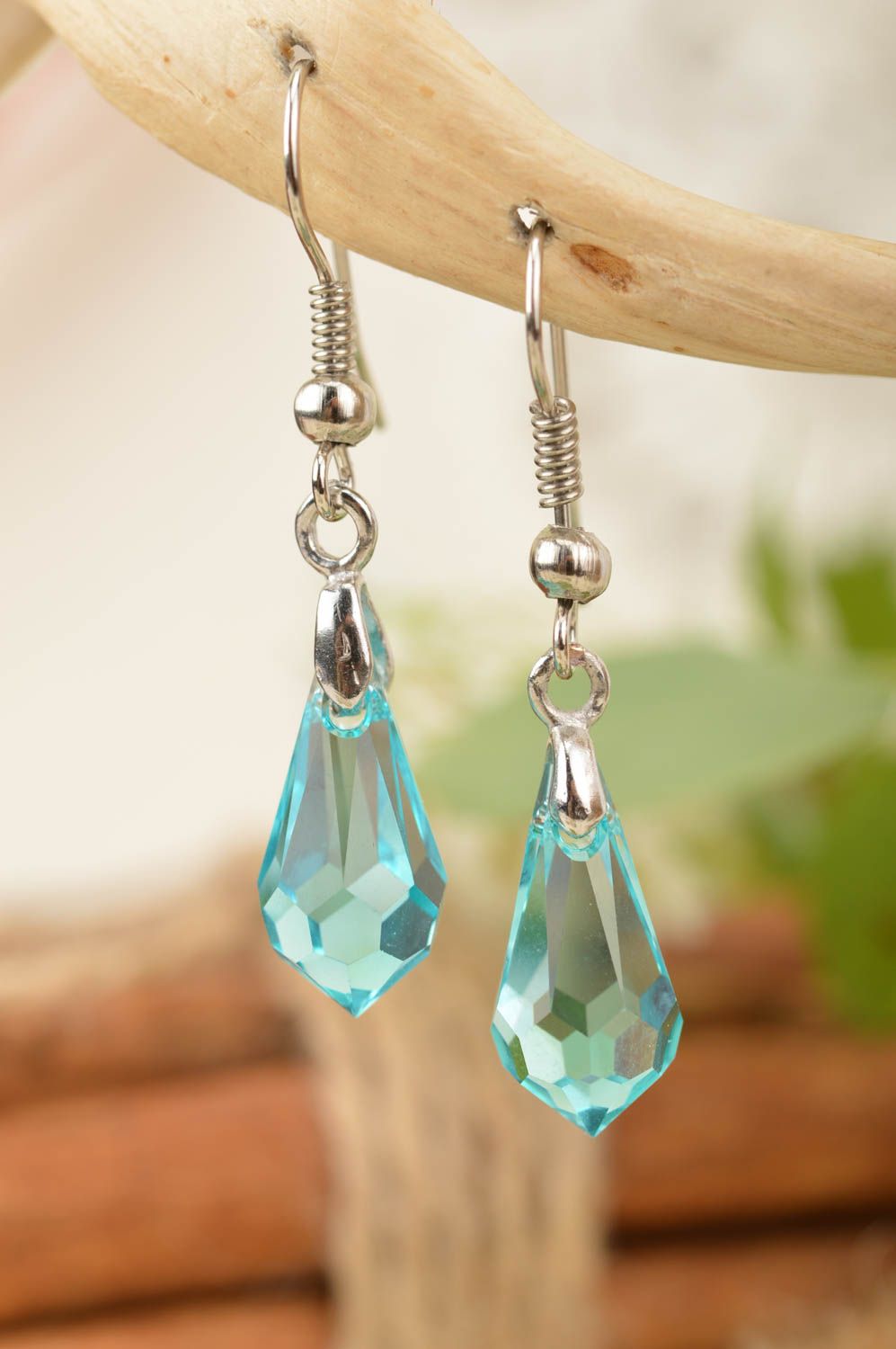 Designer handmade dangling earrings unique crystal bijouterie present for her photo 1