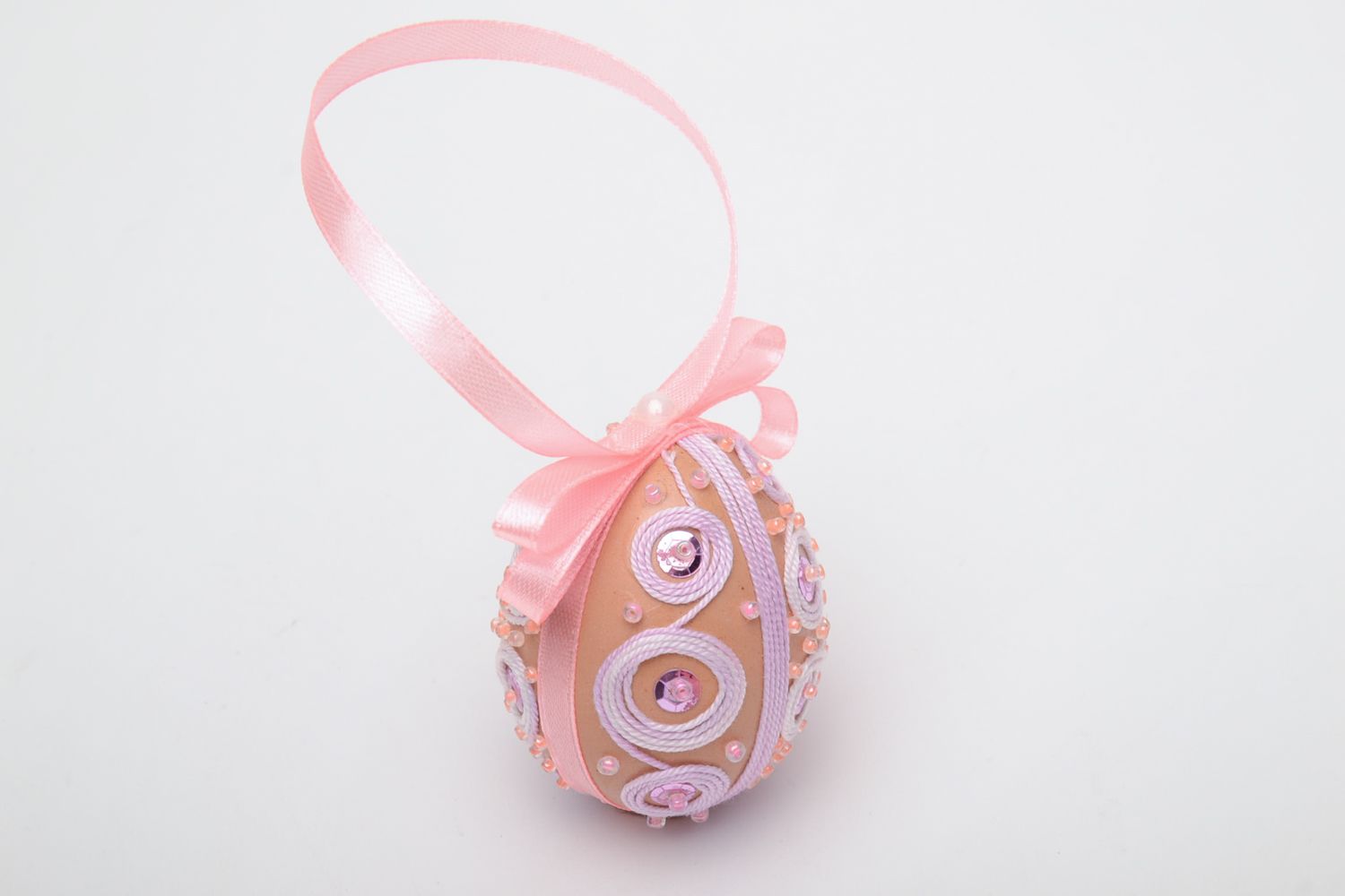 Interior hanging egg with beads and ribbon photo 3