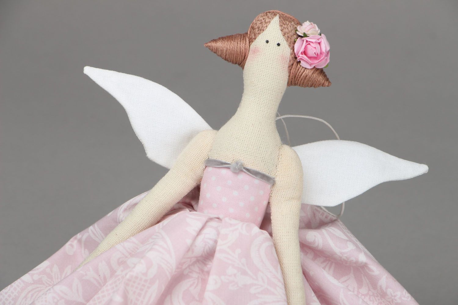 Kuschelige Puppe Engel im rosa Kleid foto 2