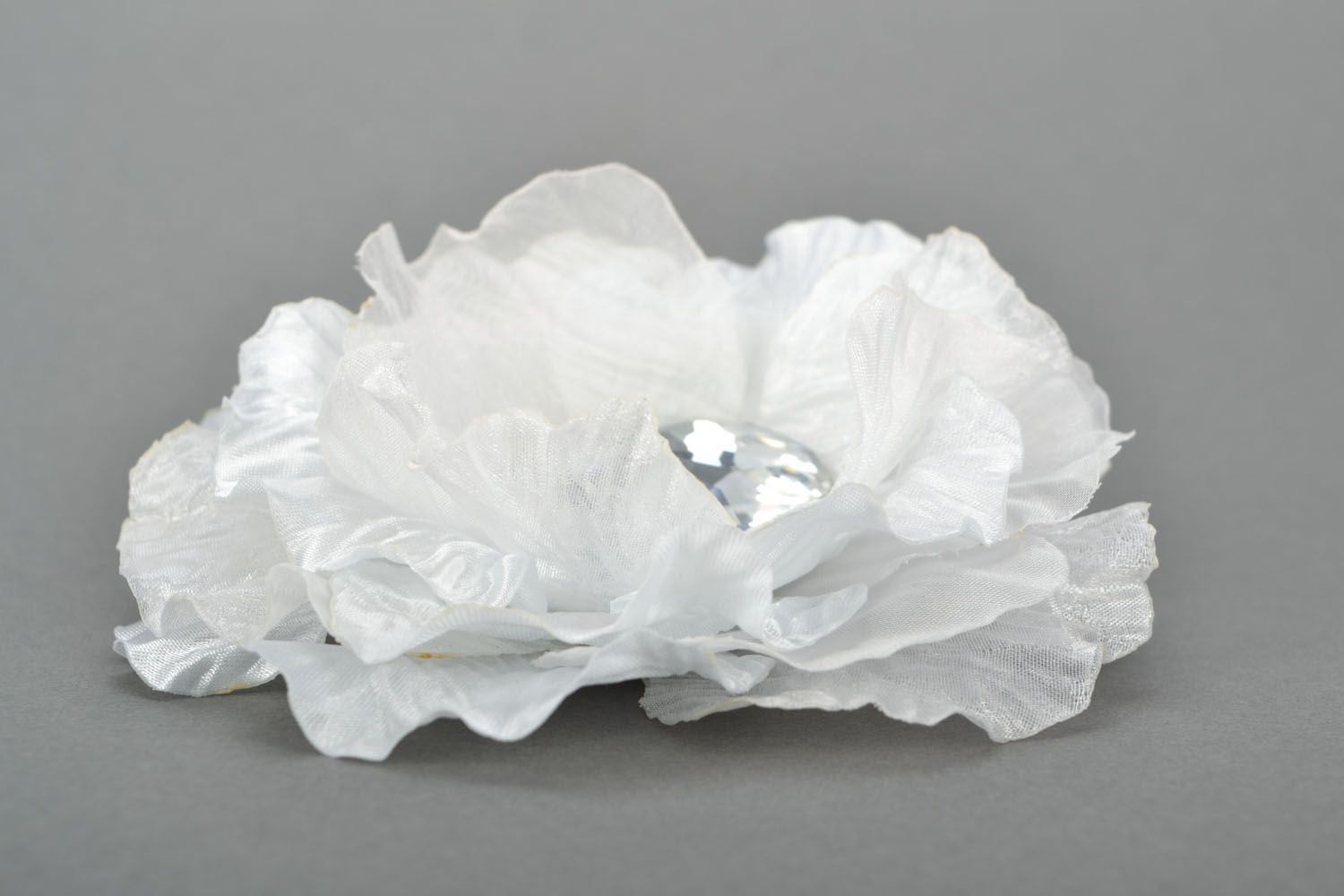 Barrette à cheveux broche Fleur blanche faite main photo 4