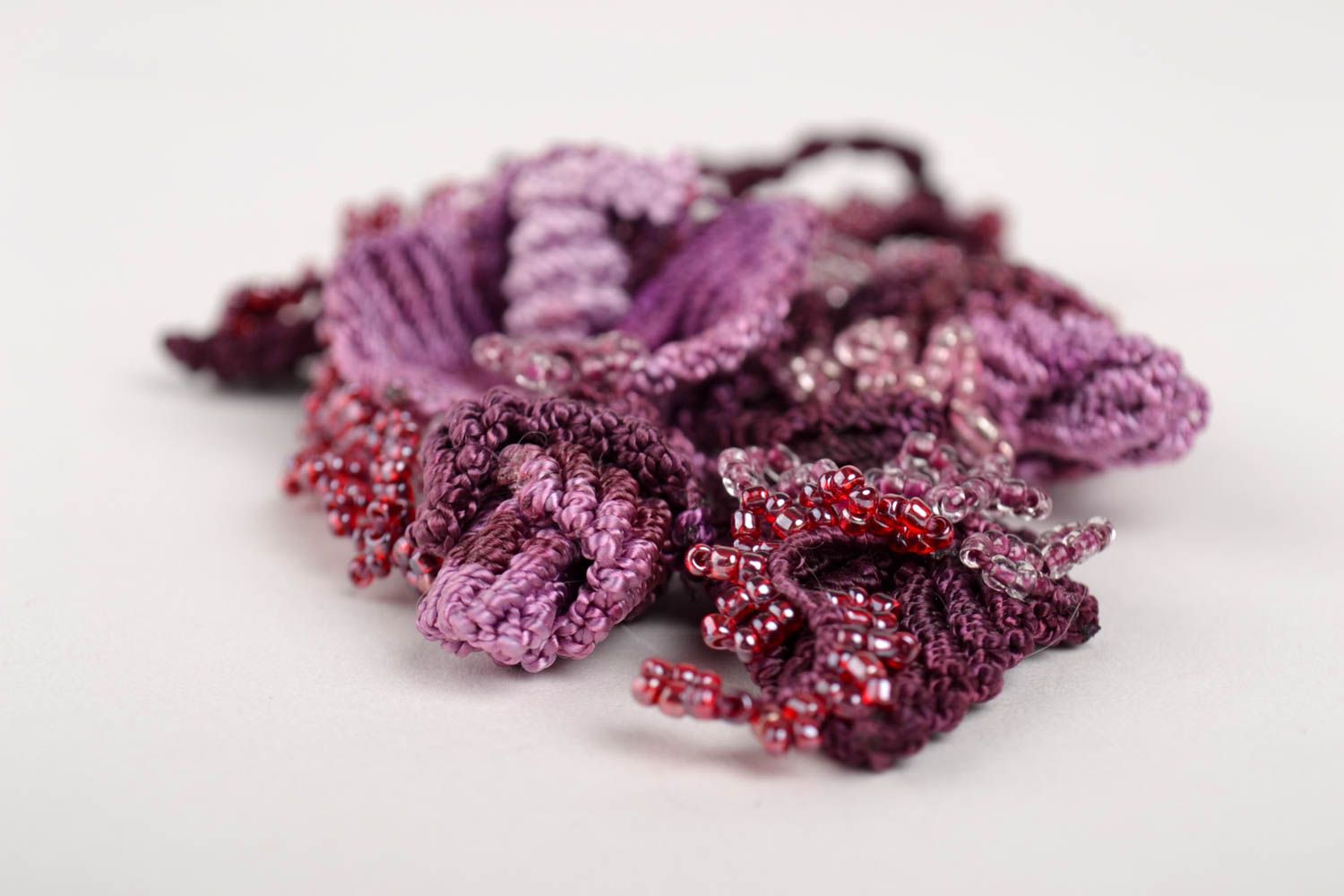 Gentle handmade flower brooch woven textile brooch jewelry textile floristry photo 4